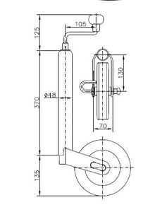 Roue jockey pour remorque diamètre 48 mm