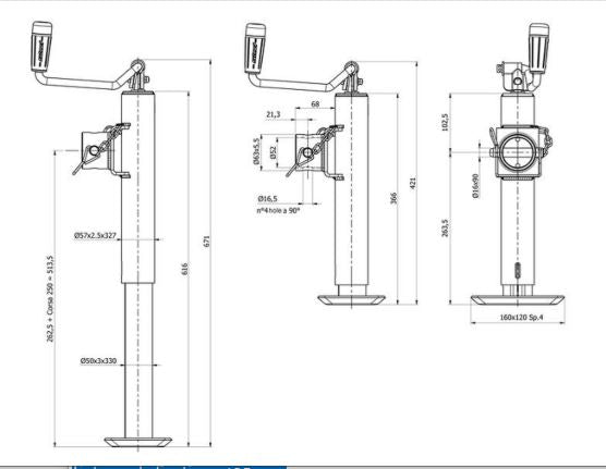 Élévateur à manivelle SIMOL S.170033 pour le déchargement remorque de 1300 kg