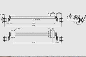 Essieu non freiné KNOTT VG7-L pour remorque 750kg 1190mm 1623mm 4x100