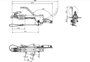 Dispositif de dépassement KNOTT KF27B avec attelage K27A pour remorque de 2700kg avec timon en V