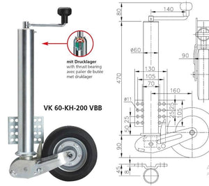 Roue jockey charge 250kg Winterhoff VK 60-KH-200 VBB