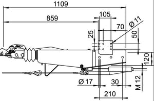 Dispositif de dépassement AL-KO 2.8VB1 avec attelage AK351 pour remorque de 3500kg à timon carré