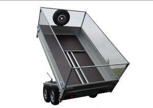 Remorque Benne ridelles grillagées 2 essieux de 750 kg  312 x 158  Pompe de levage électrique