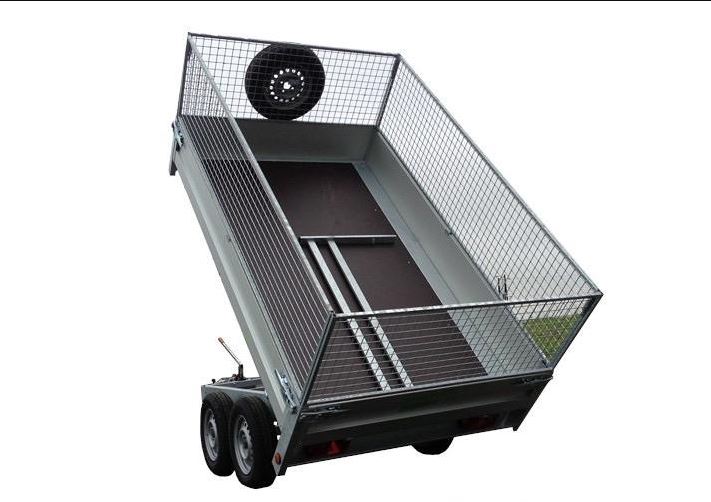 Remorque Benne ridelles grillagées 2 essieux de 750 kg   312 x 158  Pompe  manuelle