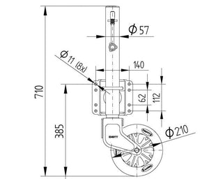 Roue jockey pivotante KNOTT TK57 500 kg