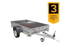 Remorque voiture simple essieu Uni trailer Garden Trailer 230 x 125 cm avec timon fixe 500/750 kg