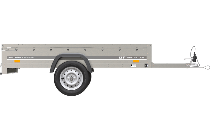 Remorque voiture simple essieu Uni trailer Garden Trailer 230 x 125 cm avec timon fixe 500/750 kg